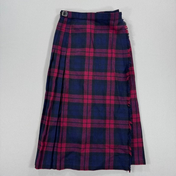 VTG Glenscot Scottish Wool Plaid Skirt Women's Size 10 Tartan Pleated Long - Picture 2 of 11
